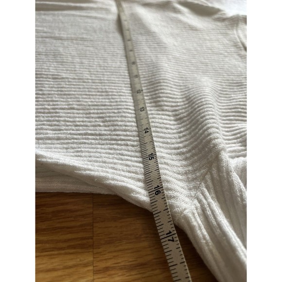 J Crew White Gold Button Detail Mock Neck Ribbed Long Sleeve Top Size Me… - Picture 7 of 8